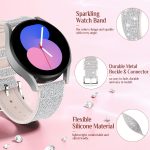 ⁦Goton Bling Silicone Band for Samsung Galaxy Watch 6 Band 40mm 44mm/Galaxy Watch 6 Classic Band 43mm 47mm/Galaxy Watch 5 & 4 Band 40mm 44mm, 20mm Women Glitter Wristband Accessories⁩ - الصورة ⁦3⁩