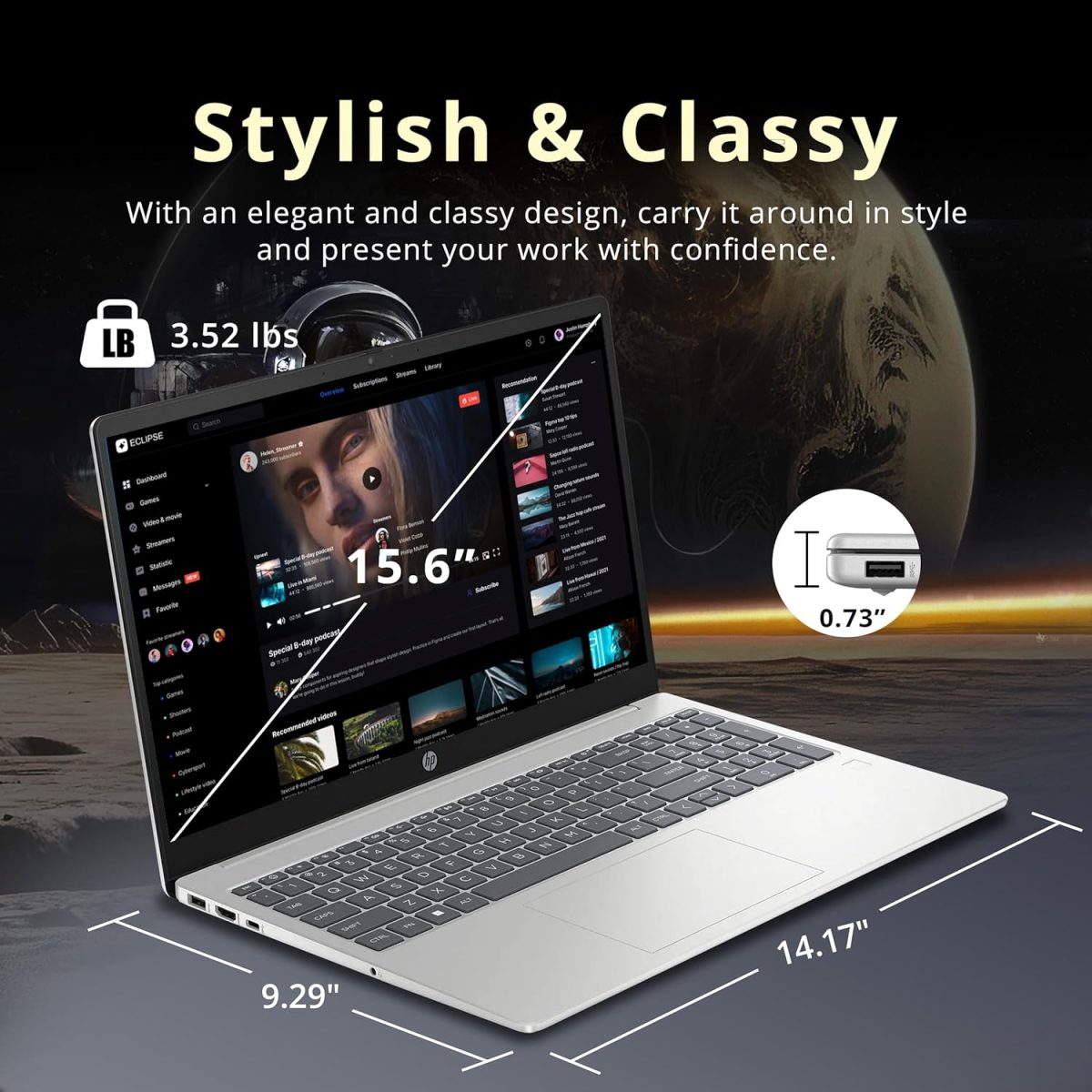 ⁦اتش بي بافليون FHD 15.6 بوصة بمعالج انتل i3-N305 وRAM 8 جيجا وتخزين 1.16 تيرا (SSD 1 تيرا وذاكرة 160 جيجا) وبطاقة رسومات انتل UHD وقارئ بصمات أصابع ولوحة أرقام وكاميرا ويب وواي فاي 6 وويندوز 11، فضي⁩ - الصورة ⁦8⁩