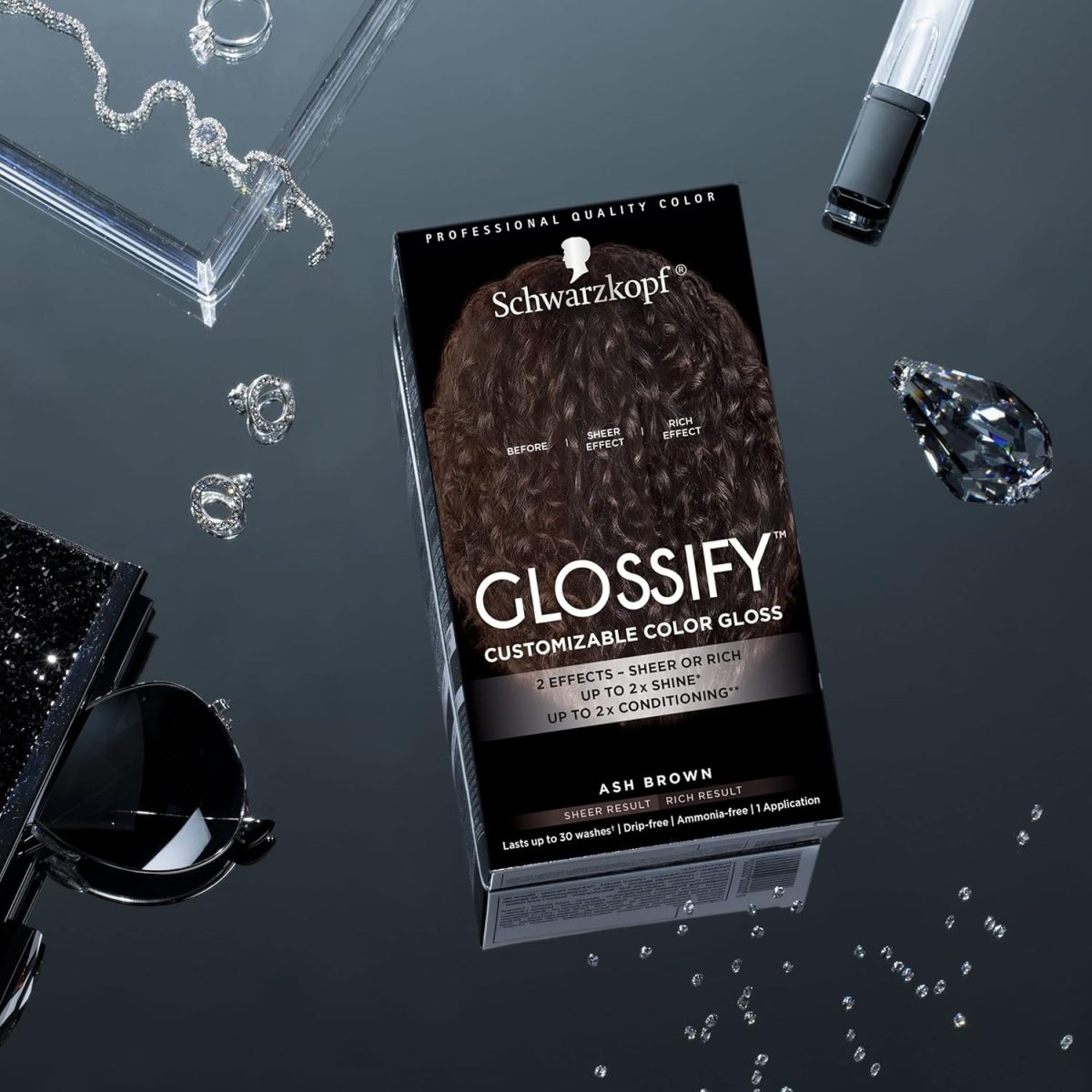 ⁦Schwarzkopf Glossify Customizable Color Gloss, Ash Brown⁩ - الصورة ⁦2⁩