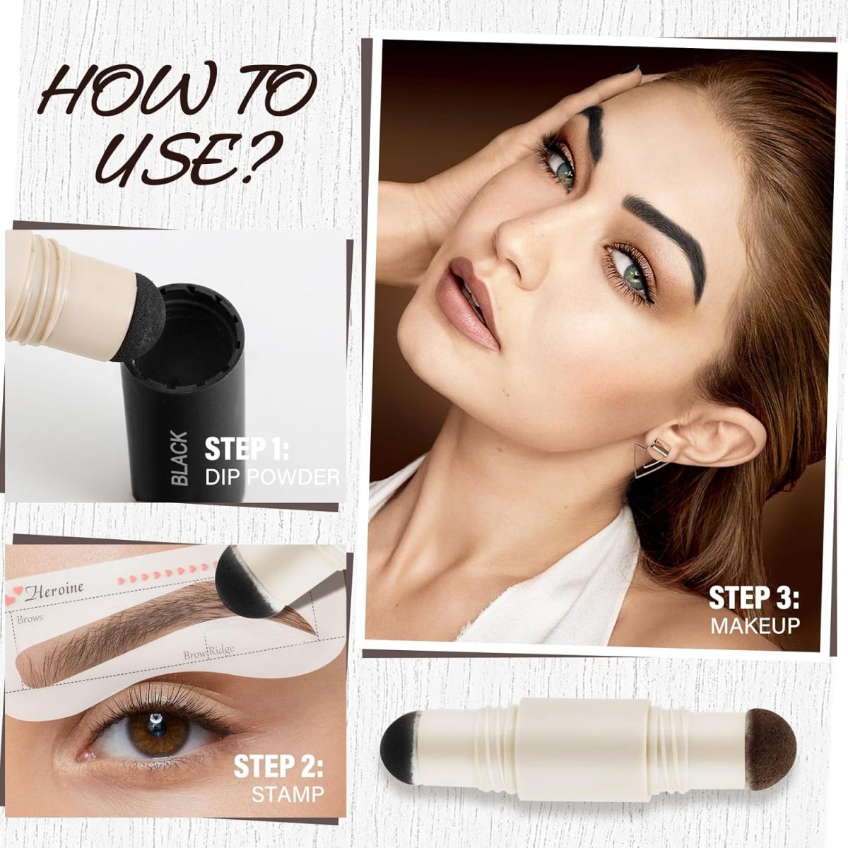 ⁦Dual-Color Eyebrow, One Step Eyebrow Stamp-Brow Powder Hairline Powder, All-day Wear Effortlessly, Waterproof Smudge-proof⁩ - الصورة ⁦4⁩
