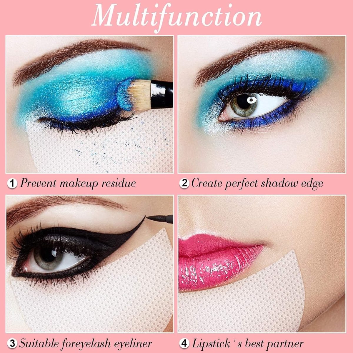 ⁦Joyzzz Eyeshadow Shields, 100 PCS Makeup Tape Supplies, Eyeshadow Stencil for Prevent Makeup Residue, Eyeshadow Gel Pad Patches Eyeshadow Stencils for Prevent Eyelash Extensions, Tinting⁩ - الصورة ⁦5⁩