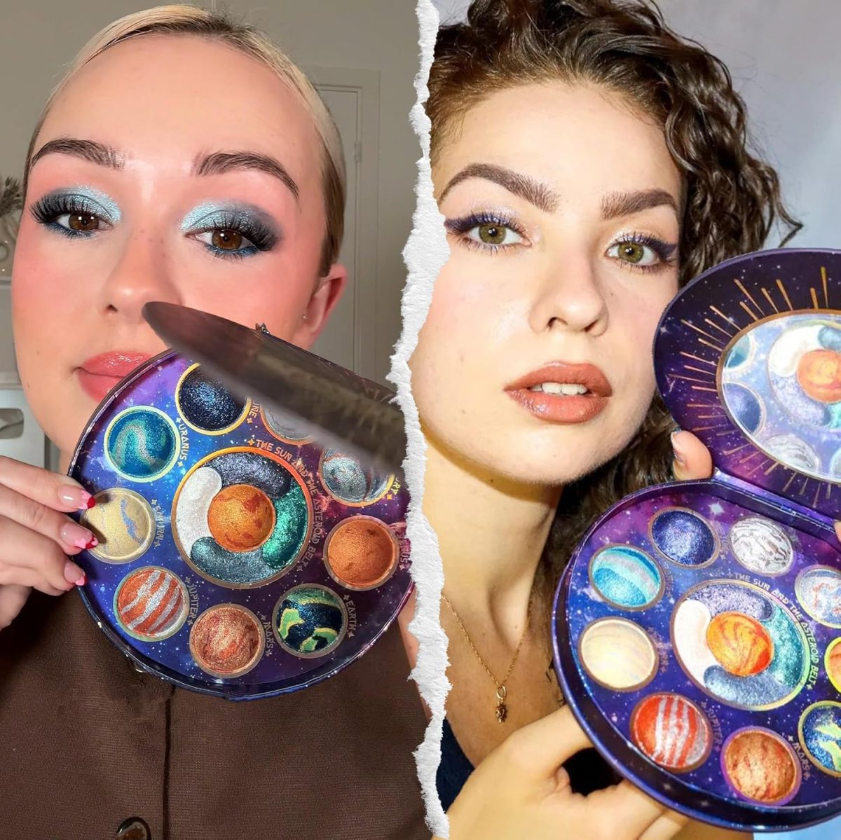 ⁦TINTARK Galactic Assemble Eyeshadow Palette Makeup, Glitter Shimmer Sparkle Metallic Eyeshadows, Blue Brown Eye Shadow Pallets Make up Waterproof, Talc Free⁩ - الصورة ⁦4⁩