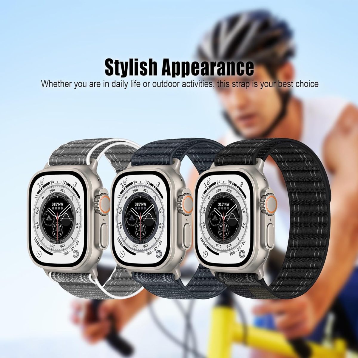 ⁦Compatible with Apple Watch Band Series 10/9/8/7/6/5/4/SE/Ultra Braided Nylon iwatch Band 40mm 44mm 41mm 45mm 42mm 46mm 49mm Thin Stainless Sport Loop Strap Men Women⁩ - الصورة ⁦6⁩