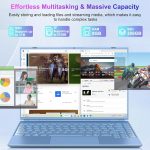 ⁦Laptop 14 Inch Celeron N5095 Up to 2.9Ghz, Win 11 Laptop with 8+256GB SSD Extension 1TB, Notebook Support 5G WiFi丨Bluetooth 4.2丨Cooling Fan丨1920*1200丨Mouse and Keyboard Protector-Blue⁩ - الصورة ⁦2⁩