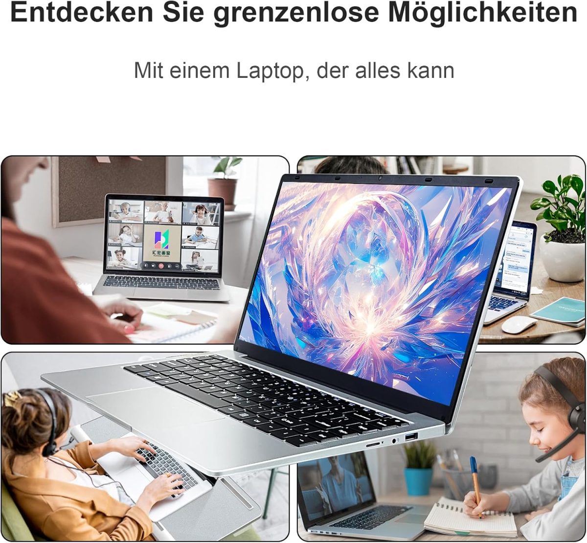 ⁦Elepad Laptop, 14.1Inch FHD IPS Screen, N4105 Processor, 6GB RAM 256GB SSD Expandable 1TB, Windows 11 Computer with 2 Stereo Speakers, WiFi-5, HDMI⁩ - الصورة ⁦6⁩