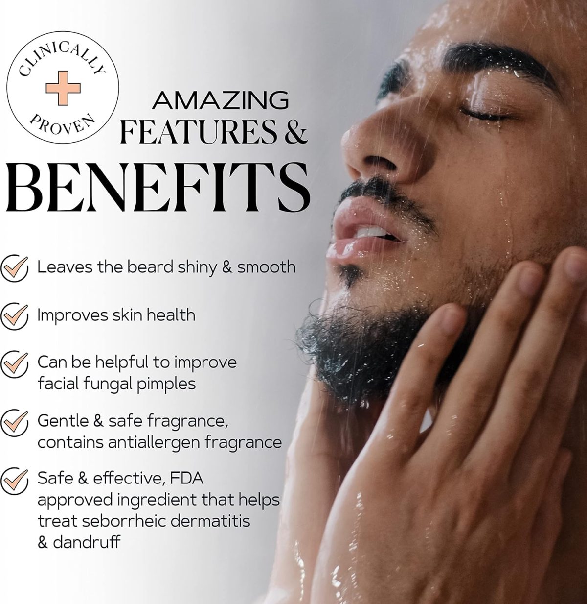 ⁦KAMEDIS Beard Wash - 6.7 Oz, Dandruff & Flake Free Ultimate Men's Shampoo, Contains Pyrithione Zinc & Salicylic Acid, Alleviates Itching & Irritation⁩ - الصورة ⁦6⁩