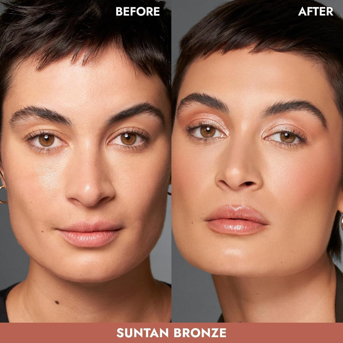 ⁦Azonee Monochromatic Bronzer Duo with Highlighting Brush, Suntan Bronze, Soft Matte & Luminous Finish, Achieve Custom High-Impact Bronze Glow⁩ - الصورة ⁦2⁩