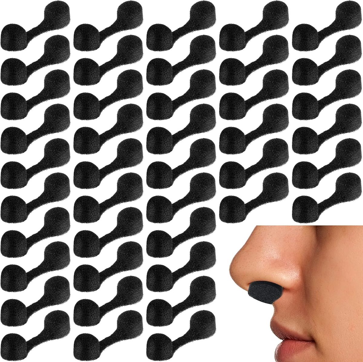 Tondiamo 100 Pieces Nose Plug Filter Disposable Nose Filter Sponge for Women Men Sunless Spray Tanning Outdoor Dust Construction Areas(Black)