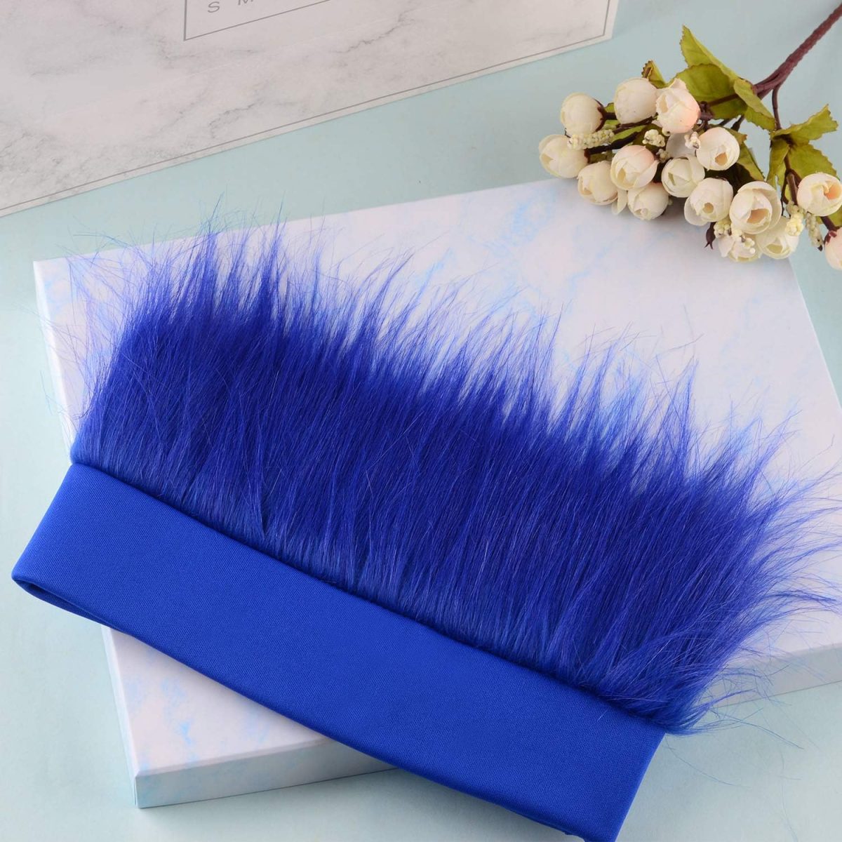 ⁦Sunshane 2 Pack Hairy Headband Crazy Hair Wigs for Mardi Gras Cosplay Sports Party and Spirit Day Accessory (Blue)⁩ - الصورة ⁦6⁩