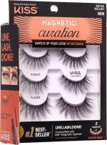 ⁦KISS Magnetic Curation False Eyelashes, 3 Pair with 5 Double Strength Magnets, Wind Resistant, Dermatologist Tested, Last Up To 16 Hours, Reusable Up To 15 Times in 3 Styles, Black, 3 Count⁩ - الصورة ⁦2⁩