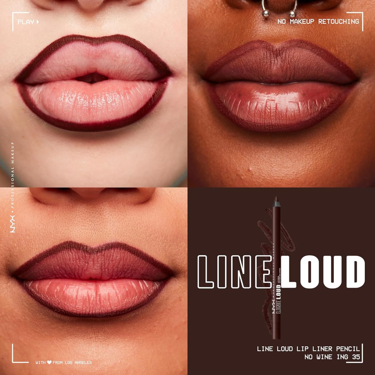 ⁦NYX Professional Makeup Line Loud Lip Pencil, Waterproof, Infused with Jojoba Oil, Smooth Comfy Lips, Soft Matte Finish, Vegan Formula, No Wine-ing⁩ - الصورة ⁦3⁩