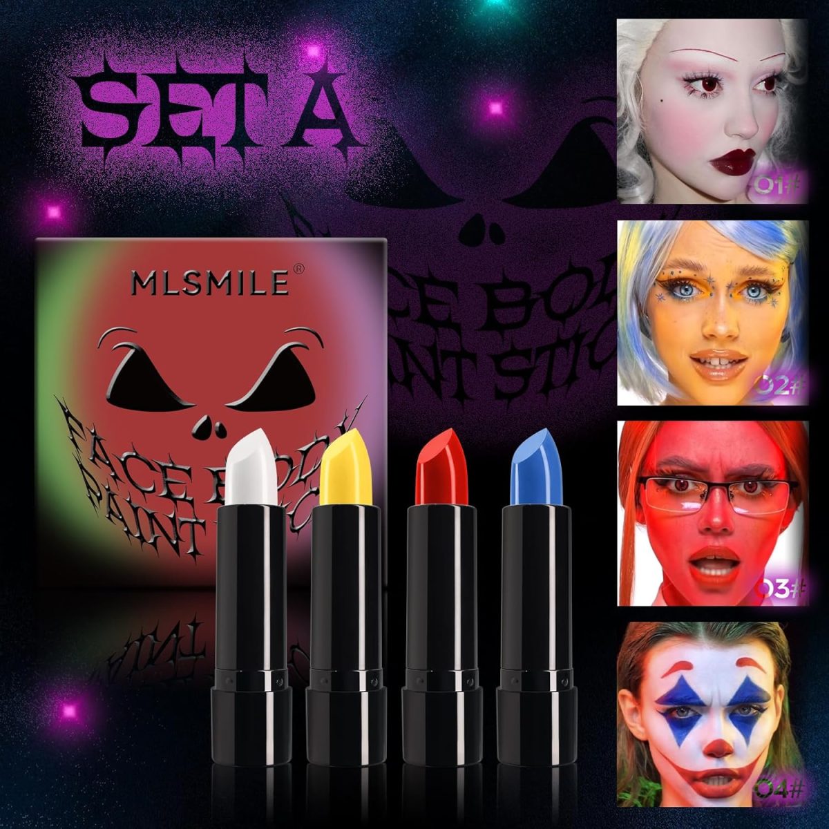 ⁦Petansy 8 Colors Vivid Vampire Matte Lipstick, Dark Blue Green Black Red Matte Lipstick Lip Stain Sets, Long Lasting Waterproof Velvet Lip Stick for Halloween Christmas Cosplay Makeup⁩ - الصورة ⁦2⁩