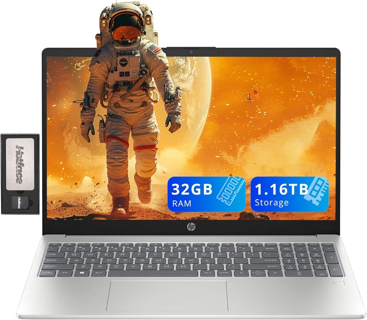اتش بي بافليون FHD 15.6 بوصة بمعالج انتل i3-N305 وRAM 8 جيجا وتخزين 1.16 تيرا (SSD 1 تيرا وذاكرة 160 جيجا) وبطاقة رسومات انتل UHD وقارئ بصمات أصابع ولوحة أرقام وكاميرا ويب وواي فاي 6 وويندوز 11، فضي