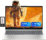 اتش بي بافليون FHD 15.6 بوصة بمعالج انتل i3-N305 وRAM 8 جيجا وتخزين 1.16 تيرا (SSD 1 تيرا وذاكرة 160 جيجا) وبطاقة رسومات انتل UHD وقارئ بصمات أصابع ولوحة أرقام وكاميرا ويب وواي فاي 6 وويندوز 11، فضي