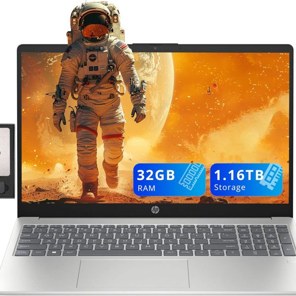 اتش بي بافليون FHD 15.6 بوصة بمعالج انتل i3-N305 وRAM 8 جيجا وتخزين 1.16 تيرا (SSD 1 تيرا وذاكرة 160 جيجا) وبطاقة رسومات انتل UHD وقارئ بصمات أصابع ولوحة أرقام وكاميرا ويب وواي فاي 6 وويندوز 11، فضي