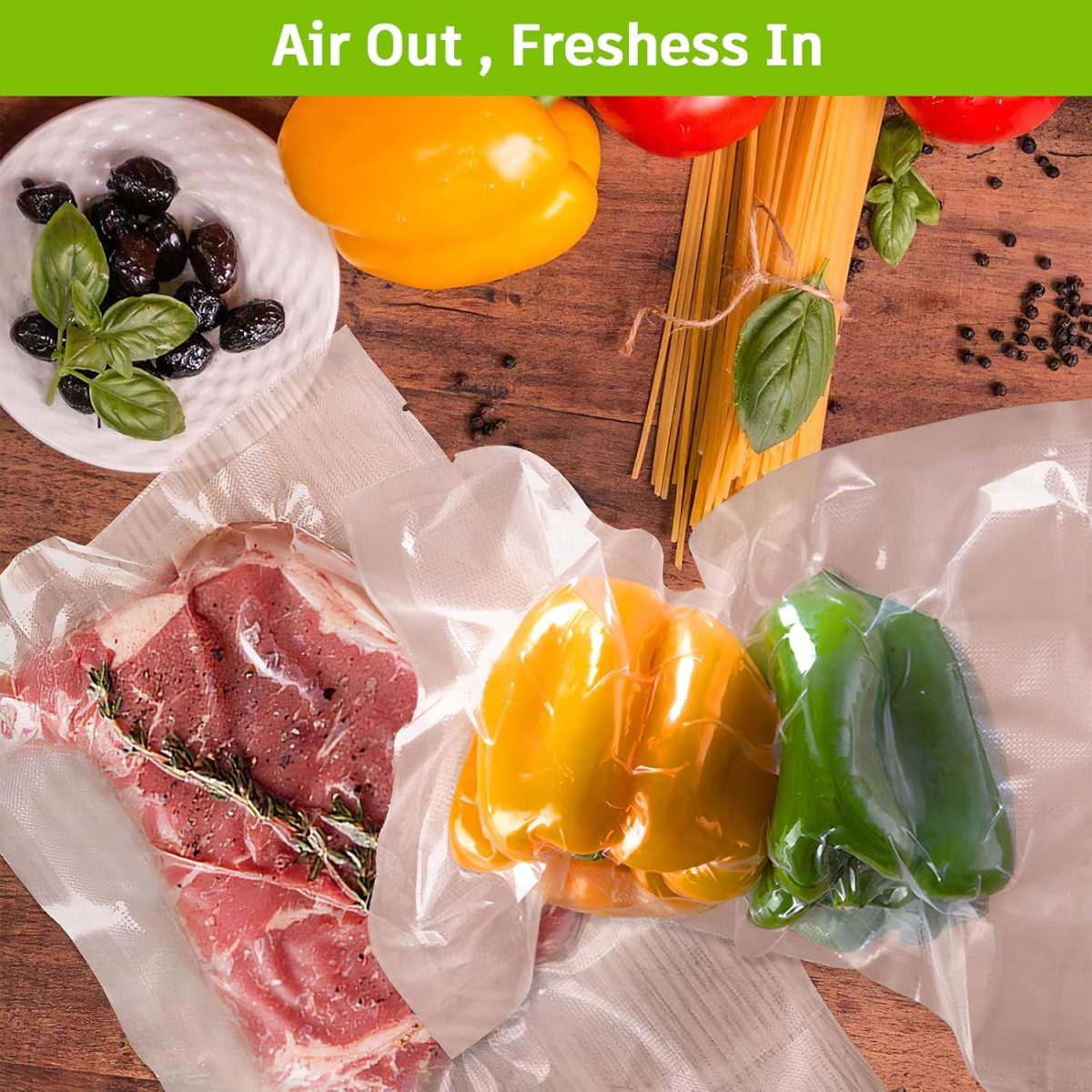 ⁦Prosight 100 Quart Size 8" x 10"Vacuum Sealer Bags,BPA Free Vacuum Seal Food Sealer Bags,Thick Embossed Food Storage Bag Great for Vac Storage, Meal Prep or Sous Vide (8" x 10")⁩ - الصورة ⁦5⁩