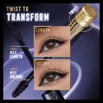 ⁦Max Factor Masterpiece 2-in-1 Lash Wow Mascara, Lengthening and Volumising, Twist-to-Transform Brush, Ultra-Intense Black, High Shine Finish, No Flakes, Vegan Formula, 003, Midnight Black, 7ml (0.2oz)⁩ - الصورة ⁦4⁩