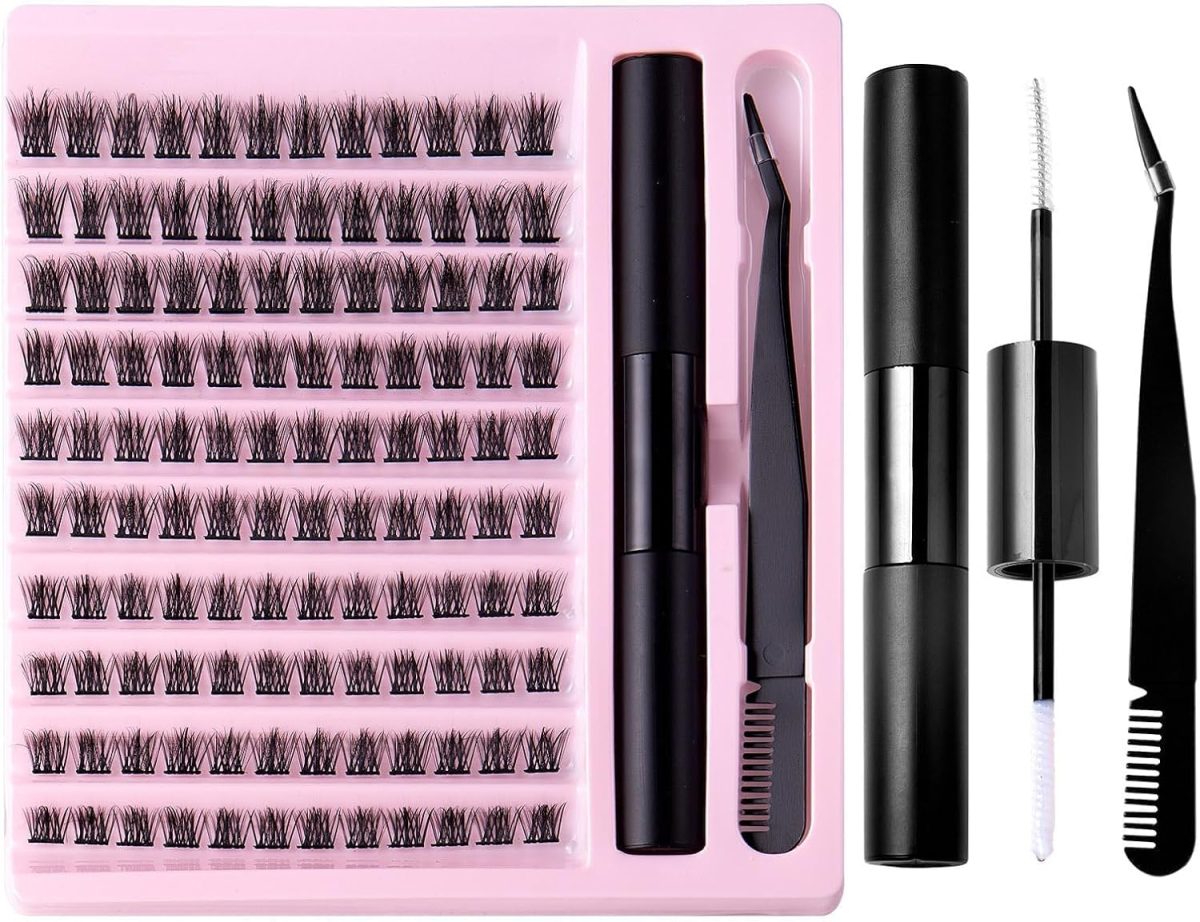 Bukela Thick Natural Cluster Eyelashes Soft Light 120 Clusters Lashes Handmade DIY Segmented Eyelashes Grafted Lashes with Lash Bond & Seal + Tweezer