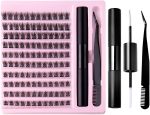 Bukela Thick Natural Cluster Eyelashes Soft Light 120 Clusters Lashes Handmade DIY Segmented Eyelashes Grafted Lashes with Lash Bond & Seal + Tweezer
