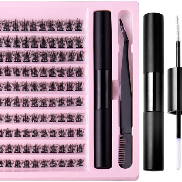 Bukela Thick Natural Cluster Eyelashes Soft Light 120 Clusters Lashes Handmade DIY Segmented Eyelashes Grafted Lashes with Lash Bond & Seal + Tweezer