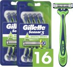 Gillette Sensor3 Sensitive Disposable Razors for Men, Enhanced Lubrastrip Glides Easily Over Your Skin, 8 Count (Pack of 2)