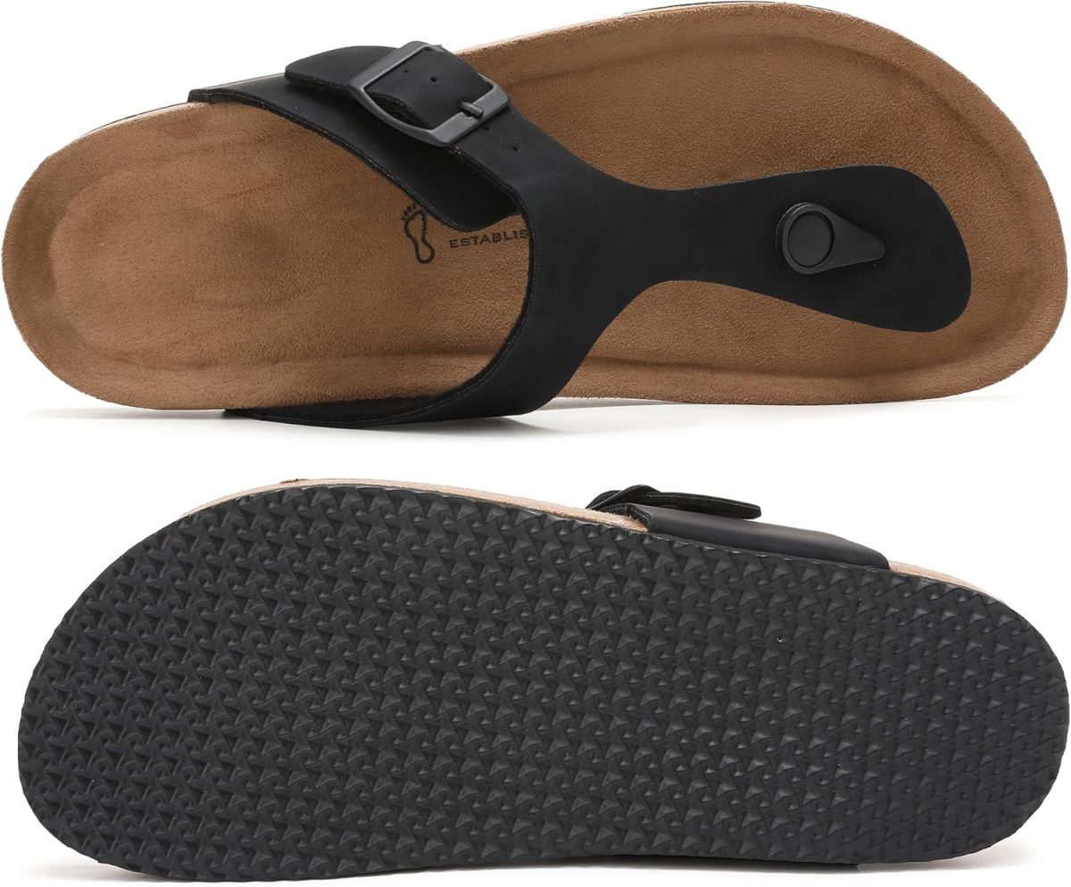 ⁦ARRIGO BELLO Thong Sandals Mens Flip Flops Beach Outdoor Slippers Non Slip Leather Fashion Versatile Sandal Size 41-46⁩ - الصورة ⁦2⁩