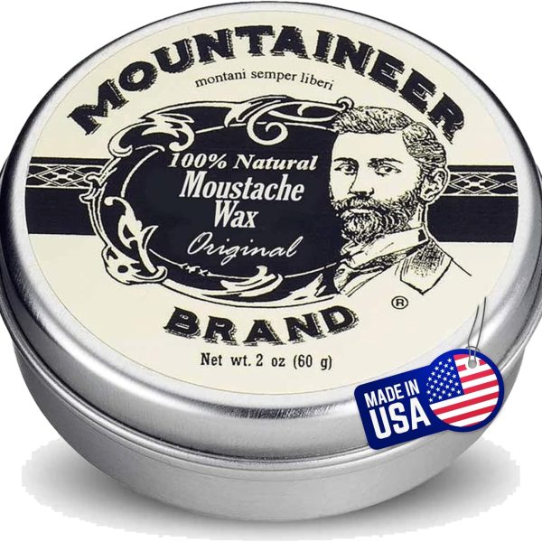 Mountaineer Brand Natural Mustache Wax | Original (Cedar Fir) Blend Scent | Made in West Virginia | Long Lasting Hold | Smooths, Conditons, Styles | Organic Moustache Balm | 2oz