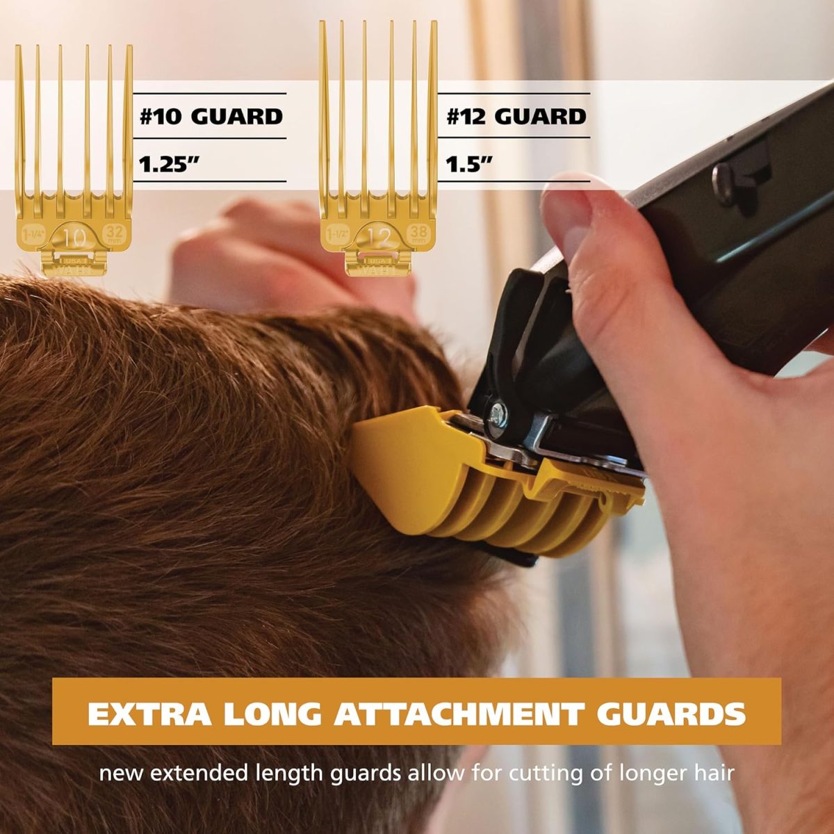 ⁦Wahl Hair Clipper Genuine Secure Fit Attachment Guard Set for Long Hair Styles and Fades, 2 Full Size Hair Clipper Guide Combs for Increased Cutting Performance - Model 3025025⁩ - الصورة ⁦4⁩