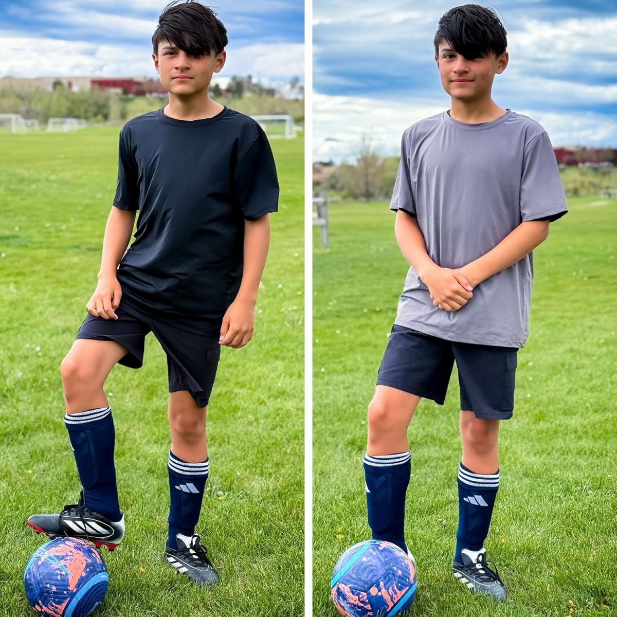 ⁦BIG ELEPHANT 3-Pack Kids UPF 50+ Dry Fit Athletic Short Sleeve T-Shirts, Loose Fit Tops for Boys and Girls, Sizes 3T to Youth⁩ - الصورة ⁦2⁩