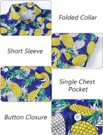 ⁦SEAUR Tropical Print Shirts for Boys and Shorts Outfits with Sun Hat Kids Hawaiian Printed Casual 3 Piece Clothes 3-12Y⁩ - الصورة ⁦3⁩