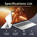 ⁦اتش بي بافليون FHD 15.6 بوصة بمعالج انتل i3-N305 وRAM 8 جيجا وتخزين 1.16 تيرا (SSD 1 تيرا وذاكرة 160 جيجا) وبطاقة رسومات انتل UHD وقارئ بصمات أصابع ولوحة أرقام وكاميرا ويب وواي فاي 6 وويندوز 11، فضي⁩ - الصورة ⁦3⁩