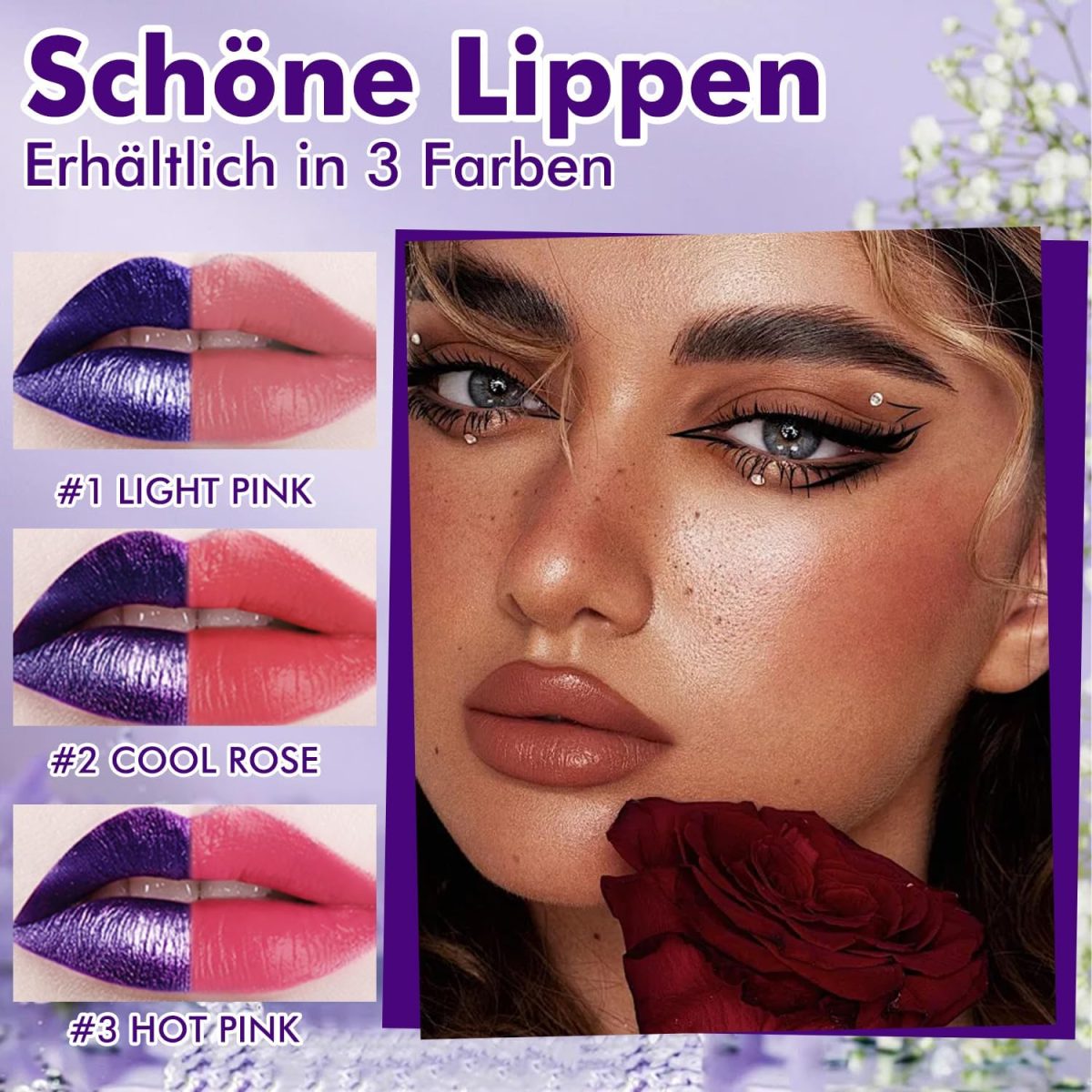 ⁦3 Piece Removable Lip Liner Set Lip Stain Peel Off Long Lasting Peel Off Lip Stain Matte Waterproof Lip Liner Pencil for Women Highly Pigmented Removable Liptin Moisturising Smudge-proof⁩ - الصورة ⁦5⁩
