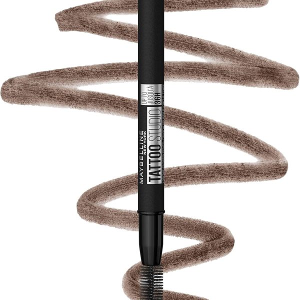 Maybelline Medium Brown TattooStudio Up to 36HR Sharpenable Longwear Waterproof Eyebrow Pencil, Defined Brows, Pigment Brow Pencil, 1 Count