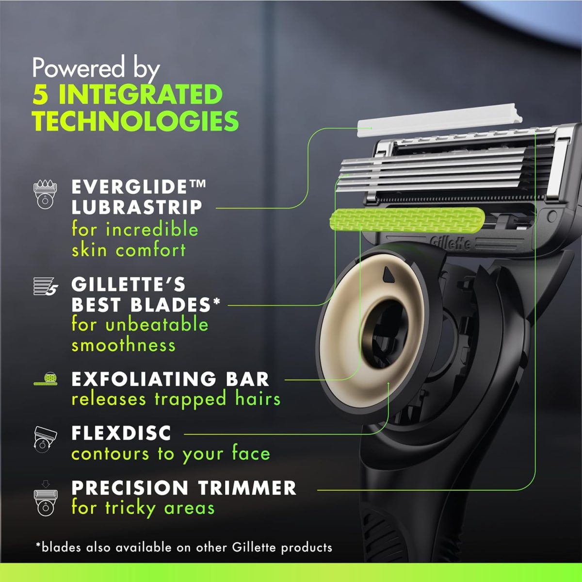 ⁦GilletteLabs With Exfoliating Bar Shaving Razor For Men, 1 Handle, 3 Blade Refills, Includes Travel Case for Convenient Storage On The Go⁩ - الصورة ⁦2⁩