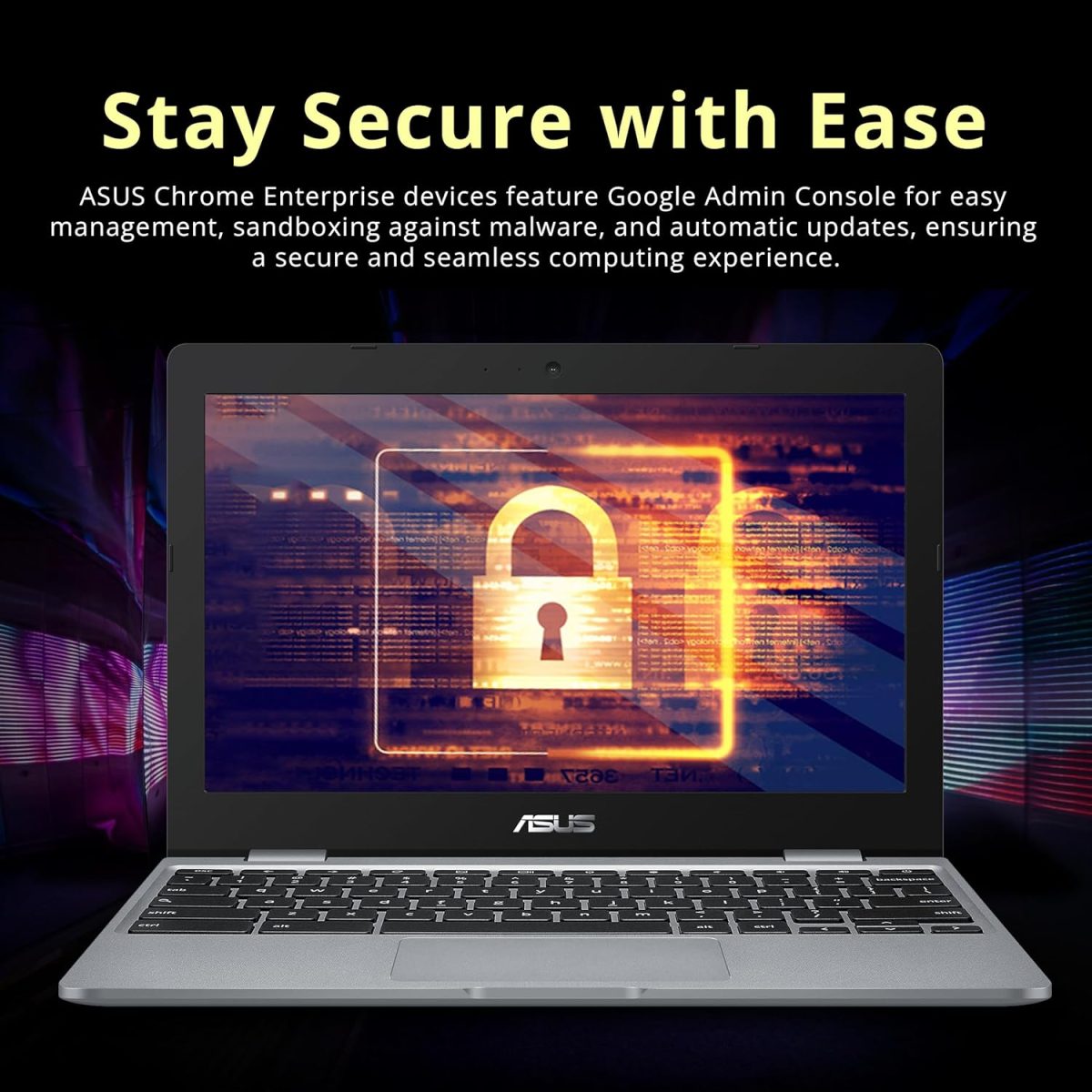 ⁦ASUS Chromebook 11.6" HD Student Laptop, Intel Celeron N3350, 4GB RAM, 192GB Storage (32GB eMMC+160GB Docking Station), Intel UHD Graphics, HD Camera, Stereo Speakers, Chrome OS, Gray⁩ - الصورة ⁦9⁩