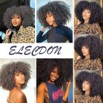 ⁦X spring Short Curly Afro Wigs, 14 Inch Synthetic Hair Wig with Bangs, Natural Looking Afro Wig for Daily Wear and Cosplay, Heat Resistant Curly Full Wig for Black Women⁩ - الصورة ⁦2⁩