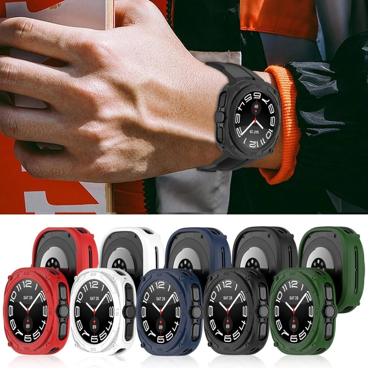 ⁦5-Pack Case Covers for Galaxy Watch Ultra 47mm, Anti-Scratch Protective Case, Shockproof Bumper for Galaxy Watch 7 Ultra 47mm Accessories⁩ - الصورة ⁦2⁩