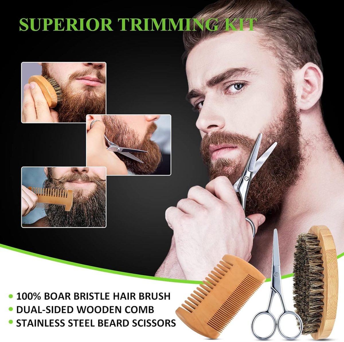 ⁦LOKDLAWEN Beard Kit for Men: Beard Wash, Conditioner, Oil, Balm, Brush, Comb, Scissors, Storage Bag, Gifts for Men, Dad, Husband, Boyfriend⁩ - الصورة ⁦7⁩