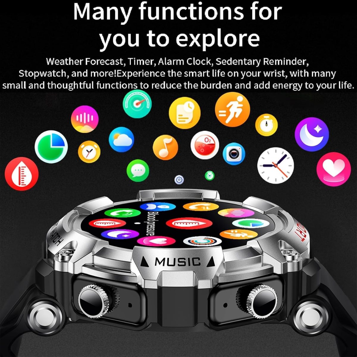 ⁦KASTWAVE Smart Watch with Earbuds, 1.52-inch AMDLED Touch Screen, 8763EW Chip, Smartwatch for Answer/Make Call, Bluetooth Message Notification, Sleep Monitor Sports Smart Watch⁩ - الصورة ⁦7⁩