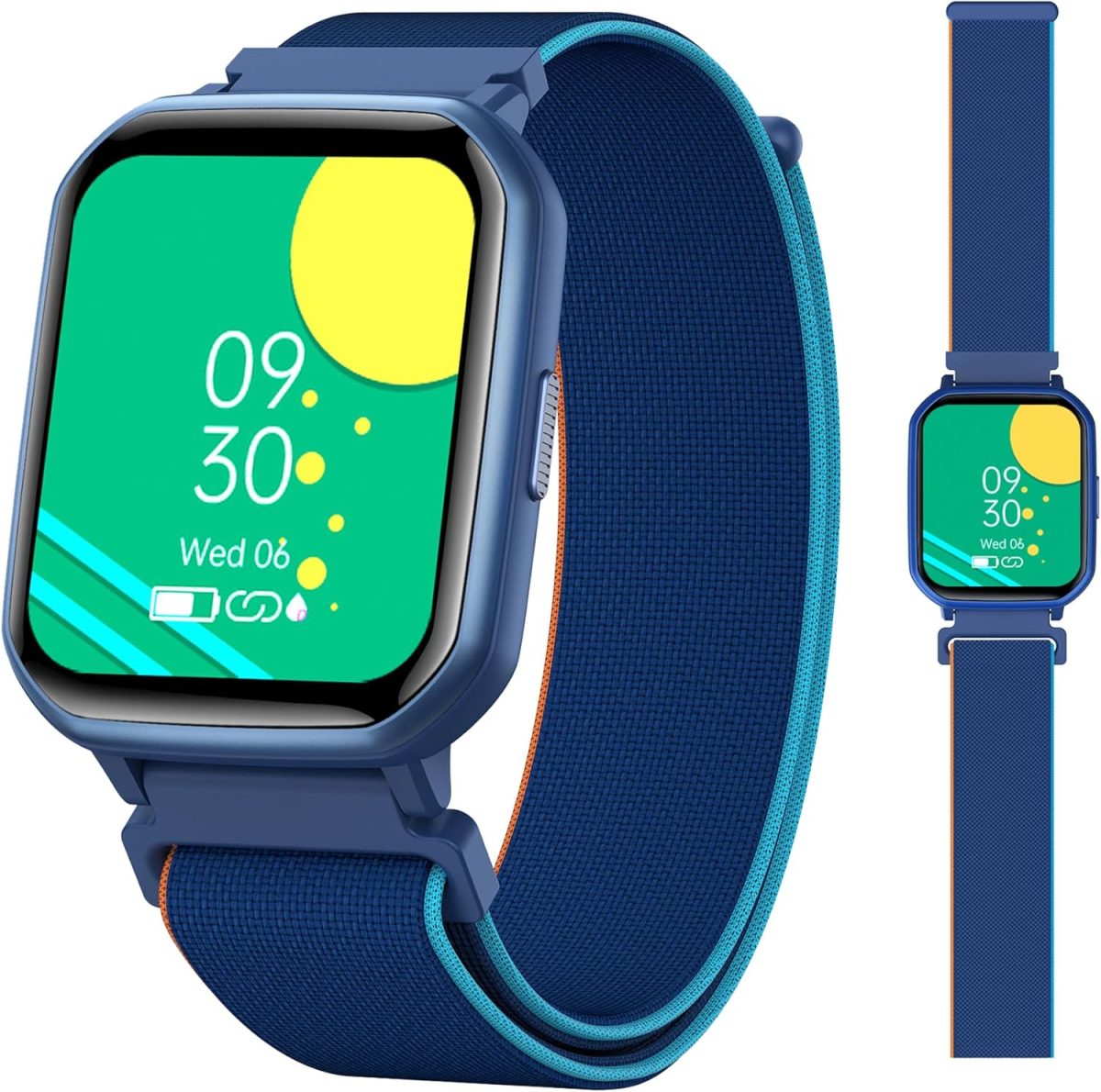 DMG Kids Smart Watch for Kids,IP68 Waterproof Kids Fitness Tracker Watch with 1.5 Inch DIY Face,Heart Rate Sleep Monitor,19 Sport Modes,Calories Counter,Alarm Clock,Great Gifts for Children 6+ (Blue)