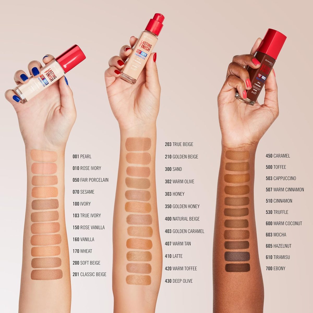 ⁦Rimmel London Lasting Finish 35 Hour, 160 Vanilla, Foundation, Long-Wearing, Hydrating, Vegan Formula, Full-Coverage, 30ml (1oz)⁩ - الصورة ⁦7⁩