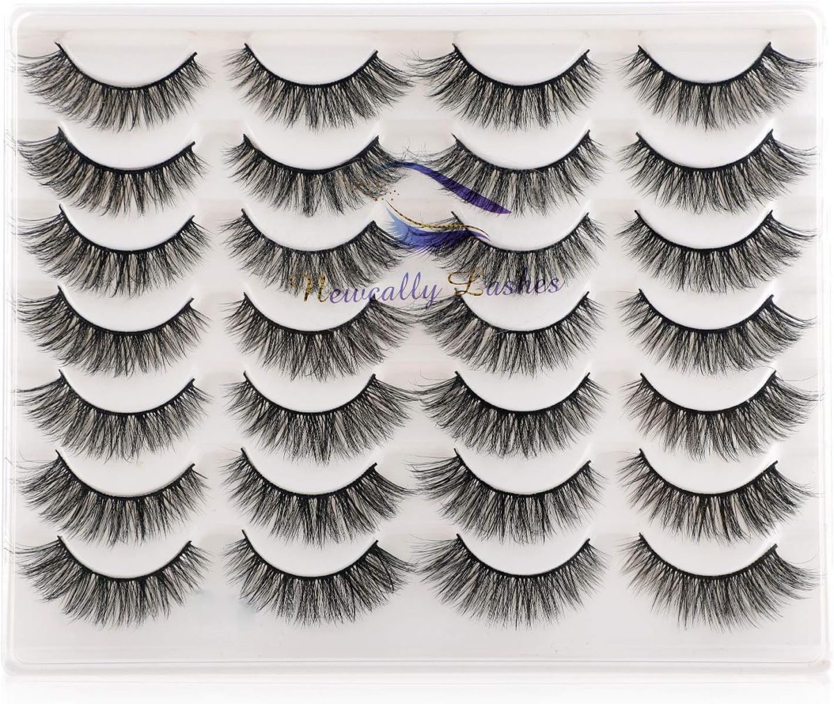 ⁦Newcally Lashes False Eyelashes Cat Eyes Wispy Natural Faux Mink Lashes 14 Pairs Pack Light Volume Short Fake Eye Lashes Multipack⁩ - الصورة ⁦7⁩