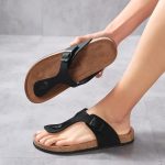 ⁦ARRIGO BELLO Thong Sandals Mens Flip Flops Beach Outdoor Slippers Non Slip Leather Fashion Versatile Sandal Size 41-46⁩ - الصورة ⁦7⁩