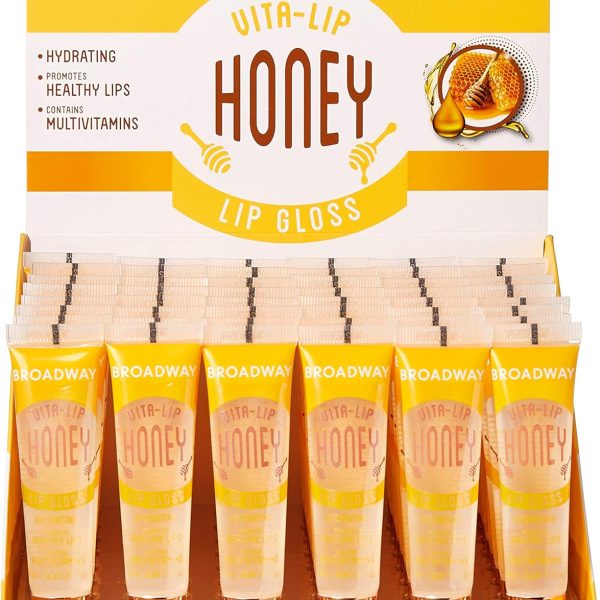 KISS Broadway Vita-Lip Clear Lip Gloss Box Display Set (Honey)