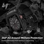 ⁦XMUXI Compatible with Apple Watch Band 45mm 44mm with Case, Rugged Sport Military TPU Strap with Bumper Cover for iWatch Series SE2 SE 9 8 7 6 5 4 for Man⁩ - الصورة ⁦3⁩