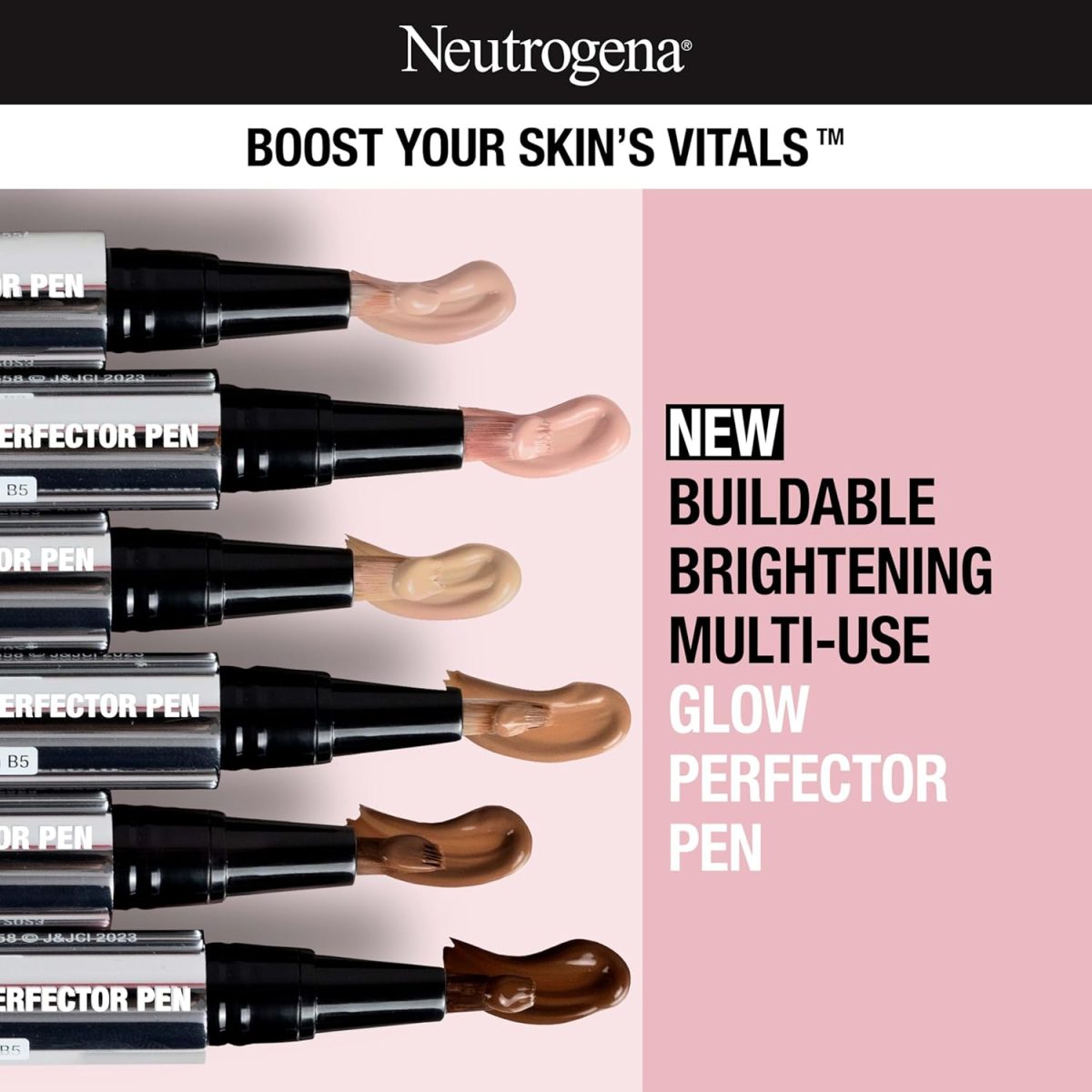 ⁦Neutrogena Healthy Skin Glow Perfector Concealer Pen, Lightweight Liquid Makeup for Face with Pro-Vitamin B5 & Vitamin E for a Radiant Finish, Fair, 0.1 oz⁩ - الصورة ⁦2⁩