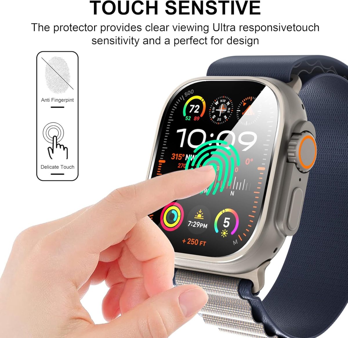 ⁦2-Pack for Apple Watch Ultra 2 49mm Tempered Glass Screen Protector, Scratch-resistant 9H Hardness protective film - Auto-alignment Installation Kit⁩ - الصورة ⁦5⁩