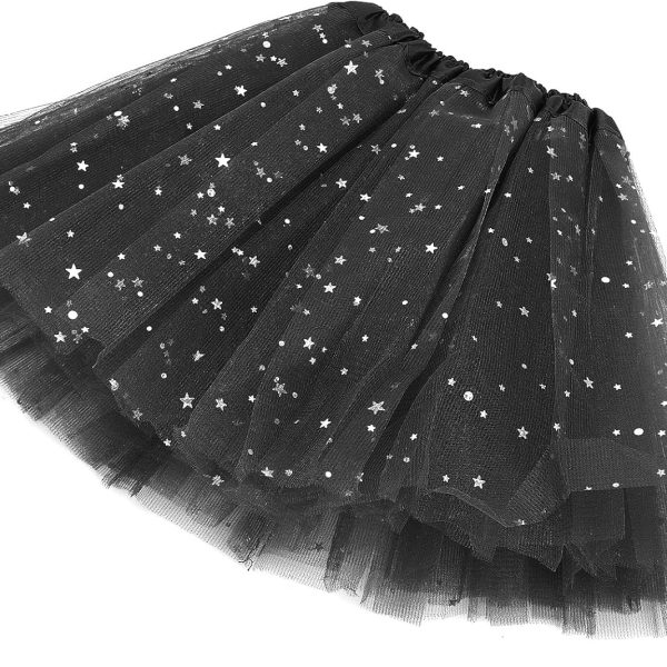 WLLHYF Girl Tutu Skirts,3Layers Tulle Sequin Star Ballet Dance Tutu Skirt Princess Christmas Skirt for Girl Toddler 2-8 Years