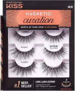 KISS Magnetic Curation False Eyelashes, 3 Pair with 5 Double Strength Magnets, Wind Resistant, Dermatologist Tested, Last Up To 16 Hours, Reusable Up To 15 Times in 3 Styles, Black, 3 Count