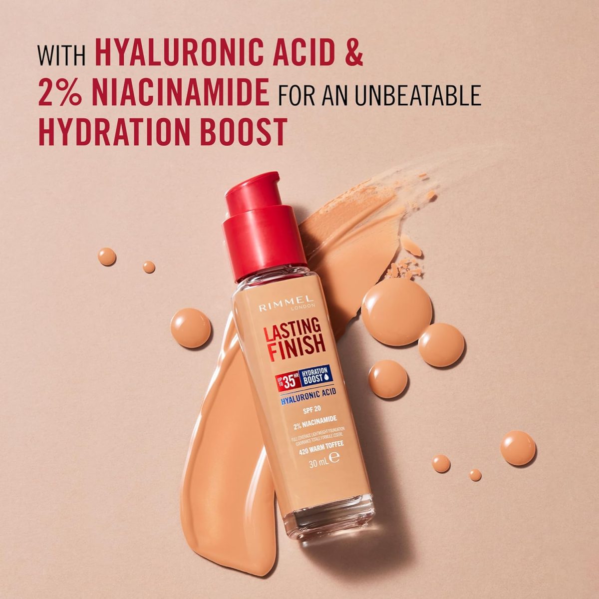 ⁦Rimmel London Lasting Finish 35 Hour, 160 Vanilla, Foundation, Long-Wearing, Hydrating, Vegan Formula, Full-Coverage, 30ml (1oz)⁩ - الصورة ⁦5⁩
